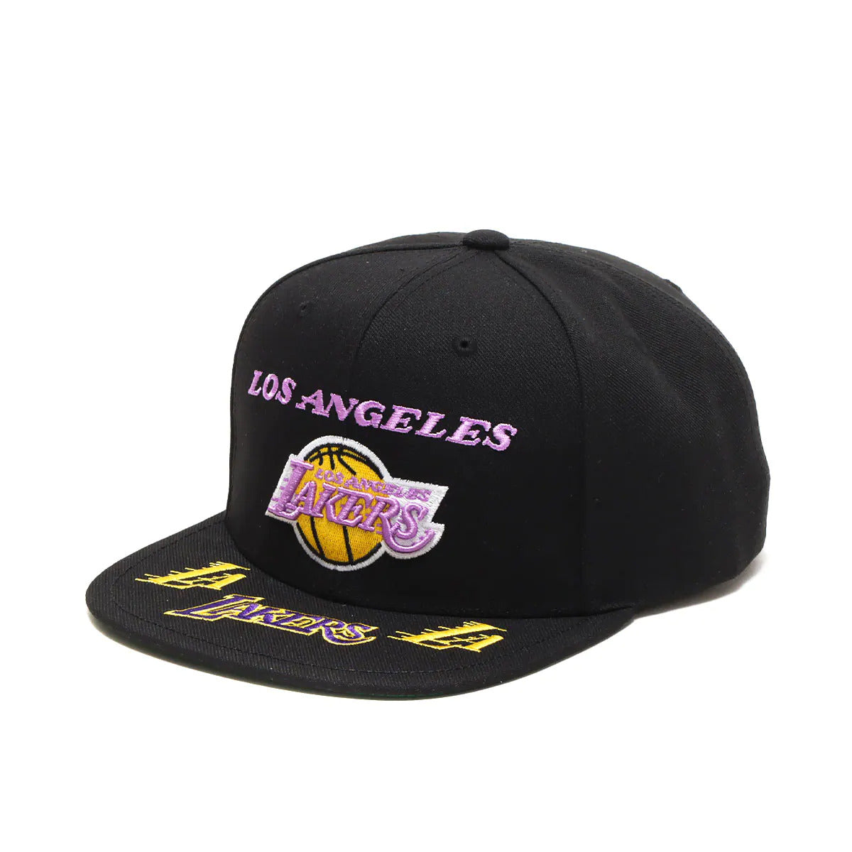 Los Angeles Lakers Mitchell and Ness Highlighter Team Pop Snapback Hat Black