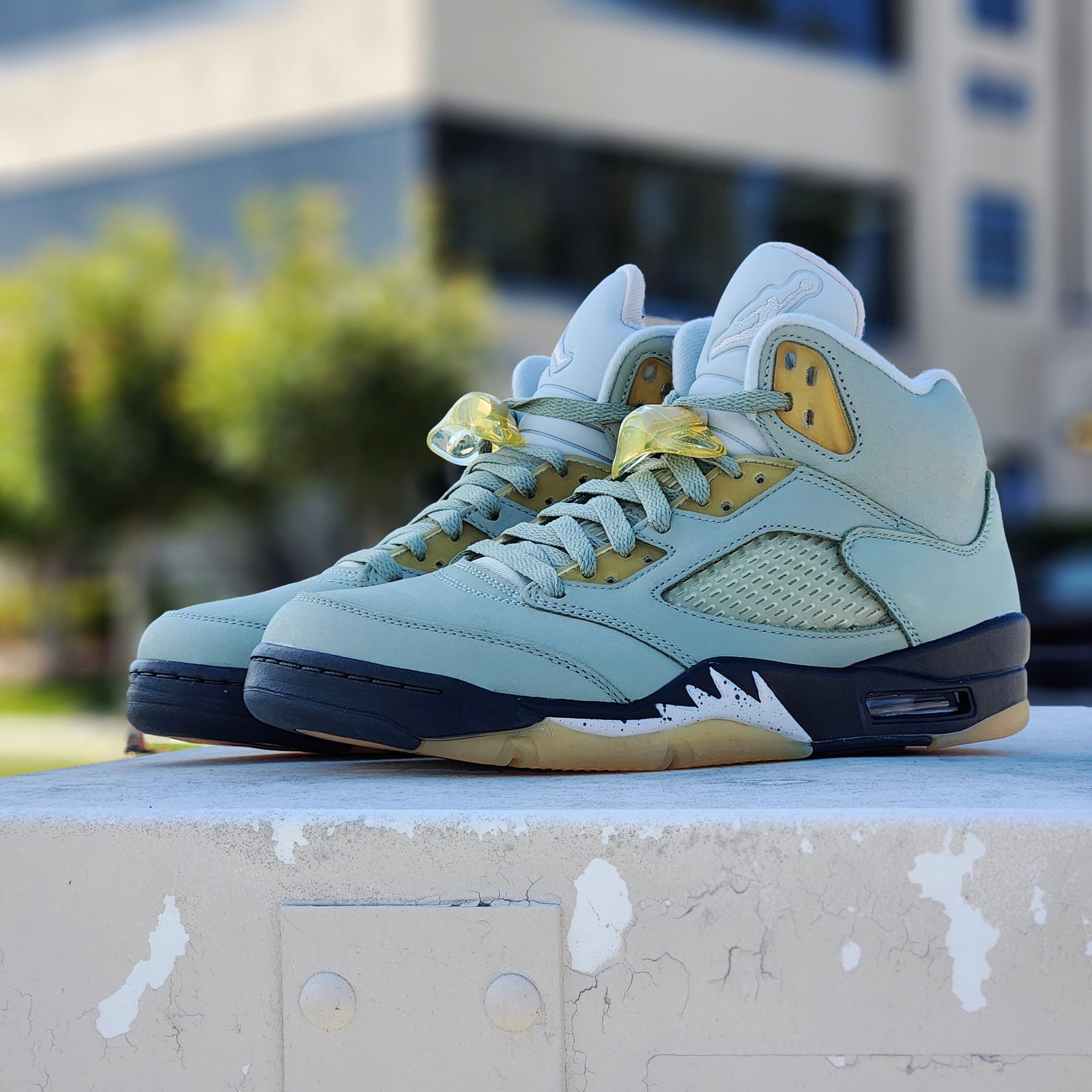 Jordan 5 fashion retro blue and yellow