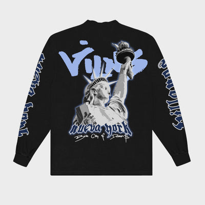 VILLAIN ATTIRE NUEVA YORK LONG SLEEVE TEE BLACK