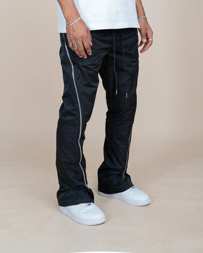 EPTM NYLON ZIP FLARED PANTS BLACK