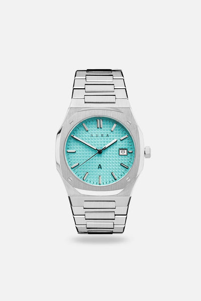 AURA WATCHES DATE 002 STEEL TURQUOISE 40MM