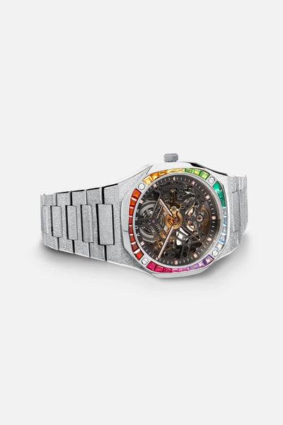 AURA WATCHES SKELETON 002 FROSTED STEEL 40MM