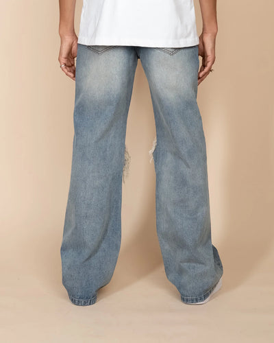 EPTM DISTRESSED BAGGY JEANS DENIM BLUE