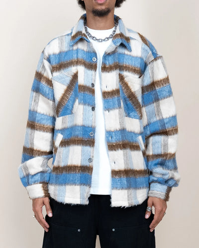 EPTM SIDE SLIT FLANNEL BLUE BROWN