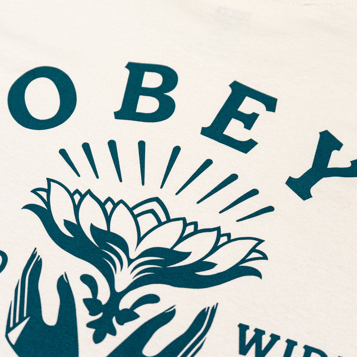 OBEY LOTUS WITH HANDS TEE CREAM